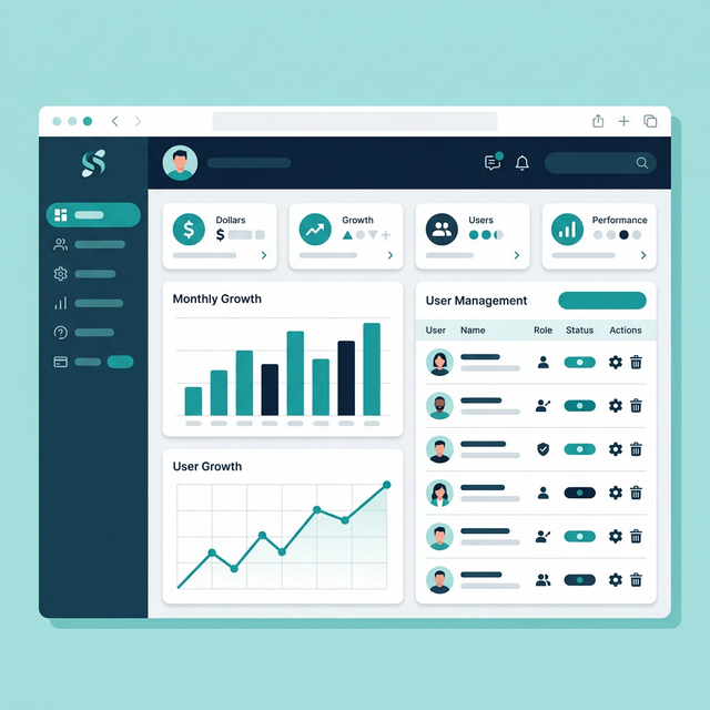 Micro-SaaS Dashboard and User Management Illustration