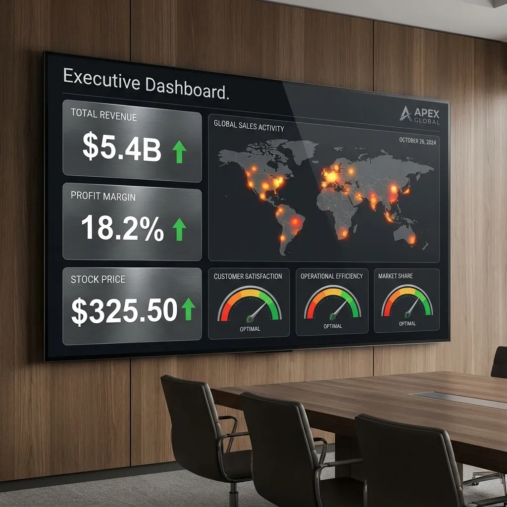 Executive dashboards provide strategic KPI visibility