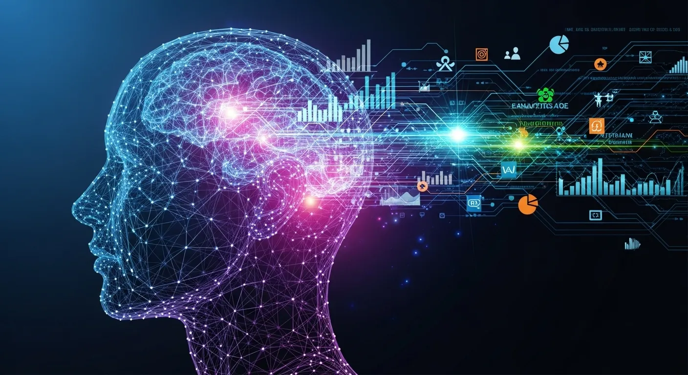 Intricate thought patterns of a human mind influenced by digital marketing data streams, symbolizing psychological triggers for persuasion and conversion optimization in Nepal.