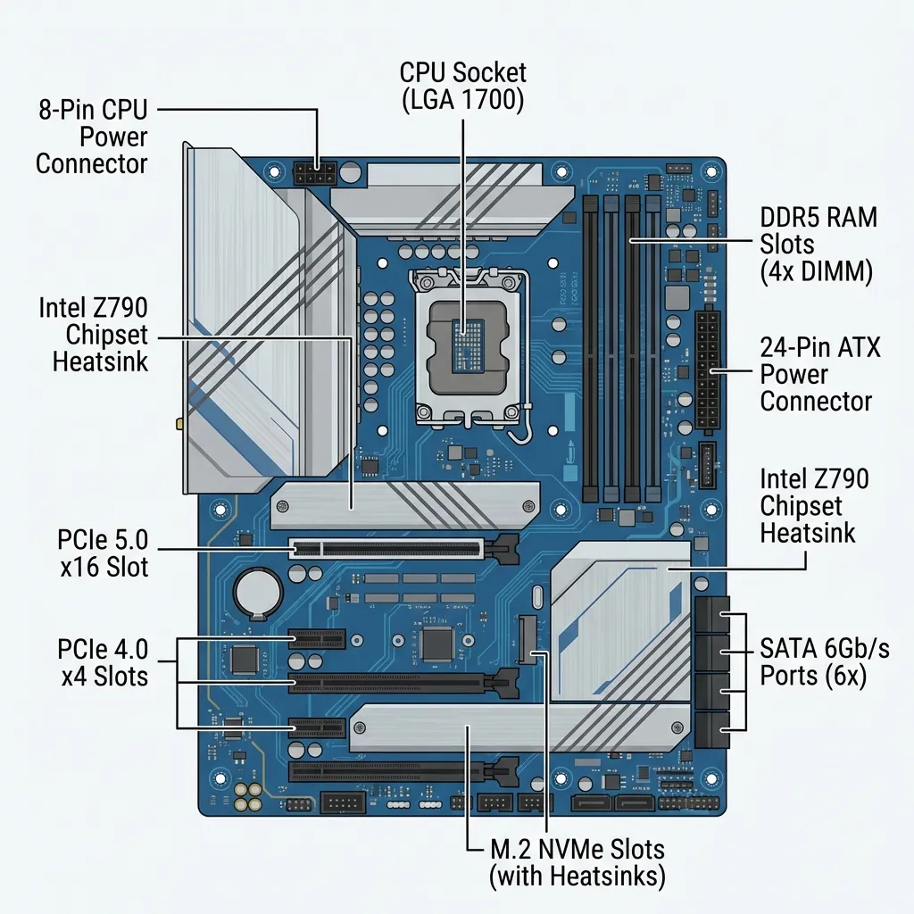 Motherboard diagram with labels